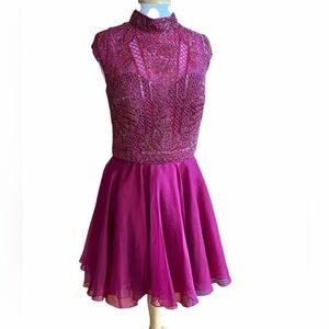 Sherri Hill prom cocktail party dress. Chiffon skirt, beaded bodice. Size 16.